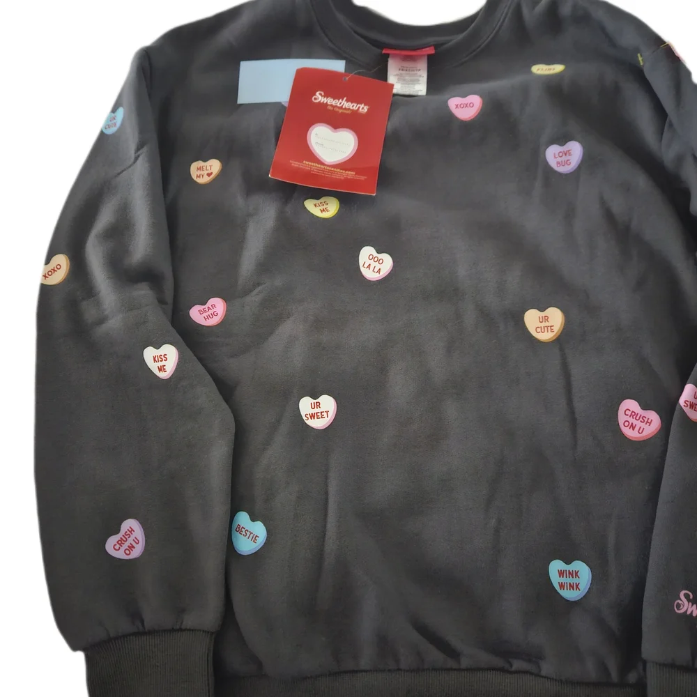 Gray Sweatshirt with Colorful Heart Patches - Picture 3 of 6